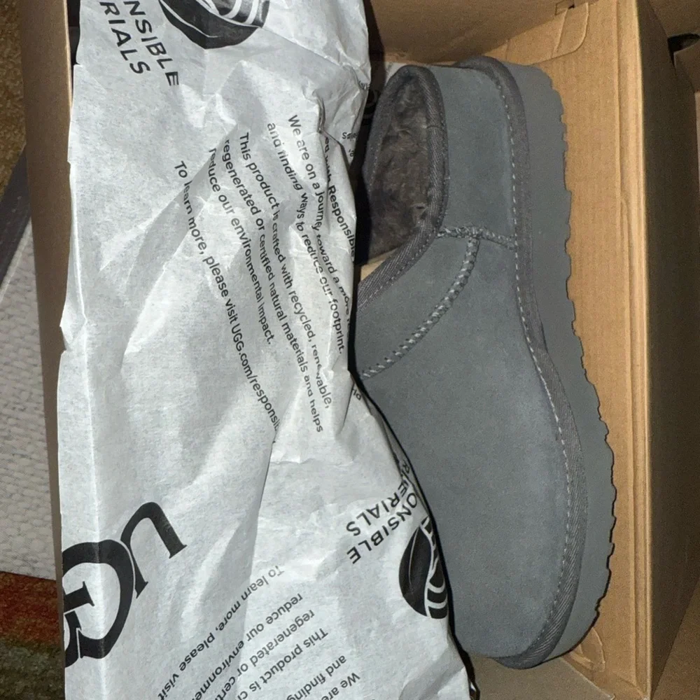 UGG Gray Suede Slip-On Shoes - Picture 5 of 6